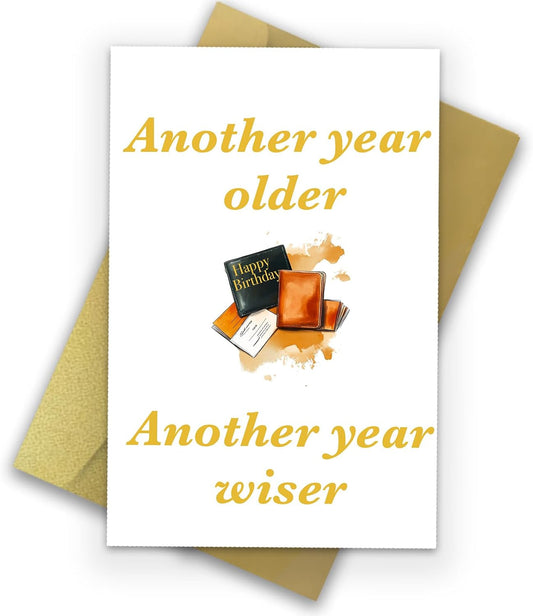 Funny Birthday Card, Husband Birthday Card, For Him, Men, Boyfriend, Dad, Grandpa Card - Size 8x5.3 inches (A day full of wisdom) WN420