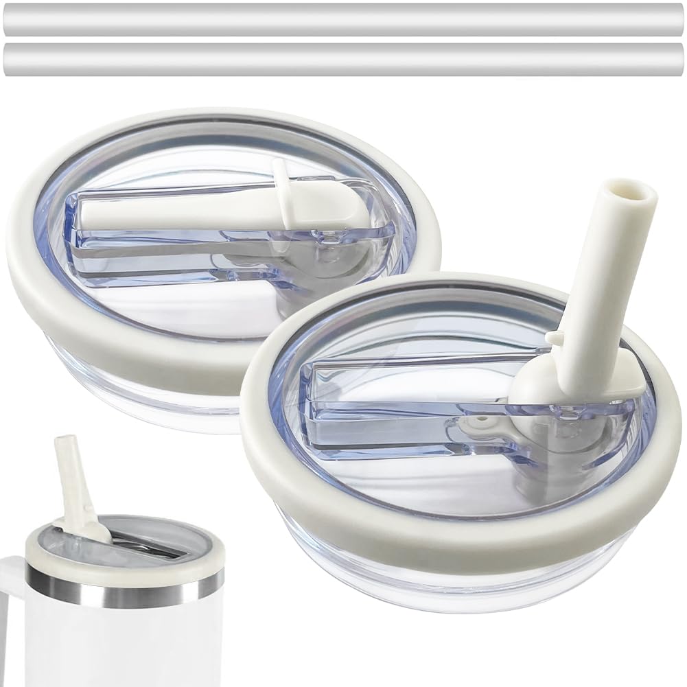 2-Pack Leak Proof Lid Replacement 40 oz, Only Fit for Stanley Quencher H2.0 Tumbler, Reusable Flip Straw Lid Top Cover for Stanley 40oz Cup Accessories, Replacement of Leaking Original Lids, Black BST326H