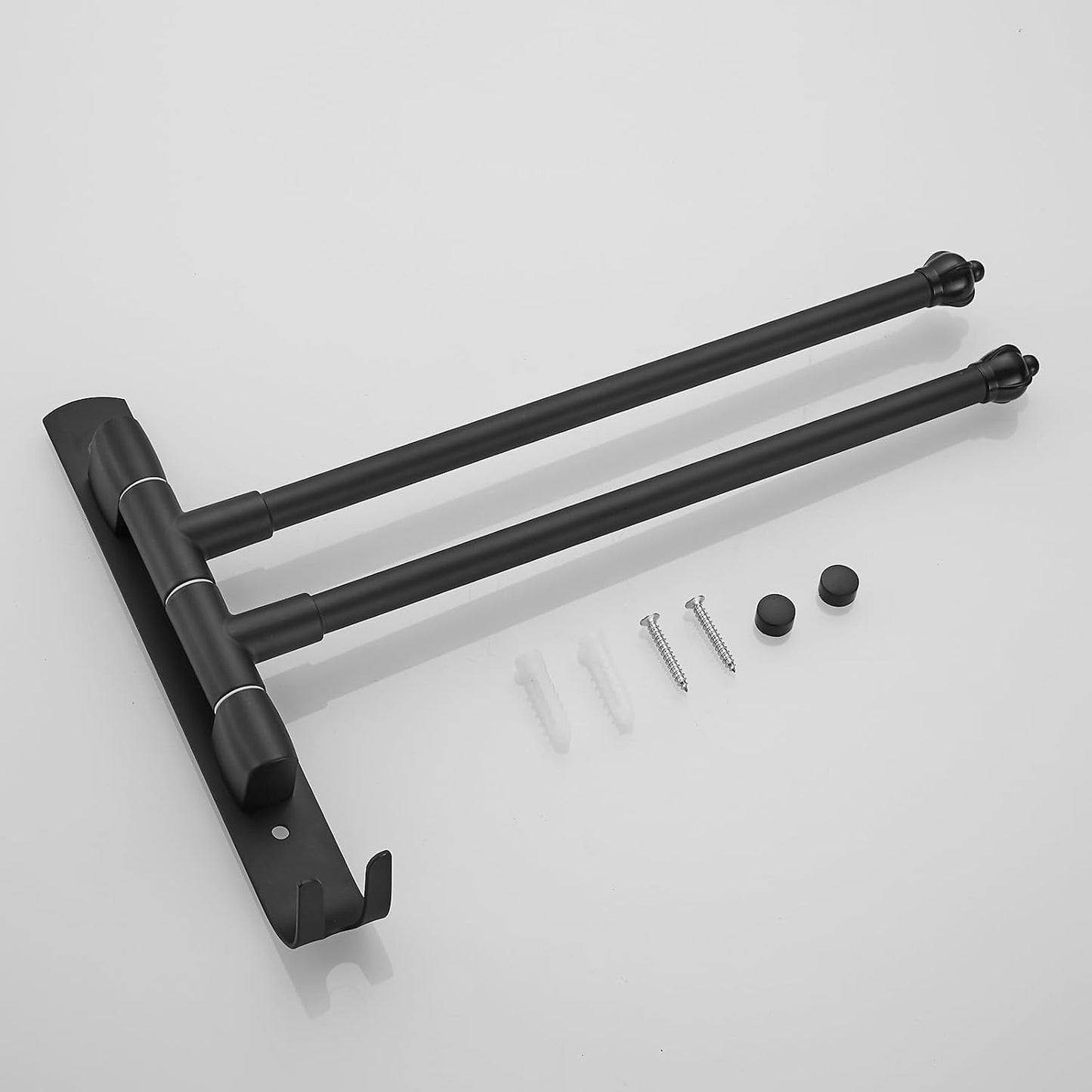 Black Rotating Towel Rack Stainless Steel Adjustable Towel Rack Bathroom Towel Rack 12 * 1.5 * 8.5 Inches Suitable for Bathroom, Bedroom, Balcony Removable Towel Bar (Black, Two Poles) BST202