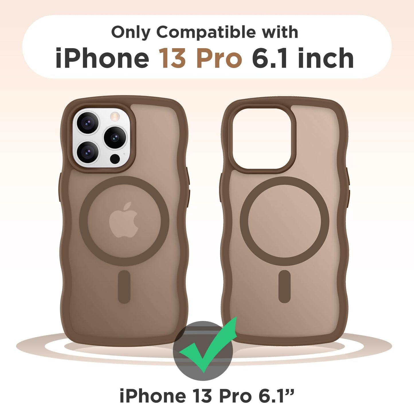 Magnetic for iPhone 13 Pro Case, Compatible with MagSafe Cute Wave Non-Slip Translucent Matte Easier Grip Shockproof Phone Case for iPhone 13 Pro, Black WN420