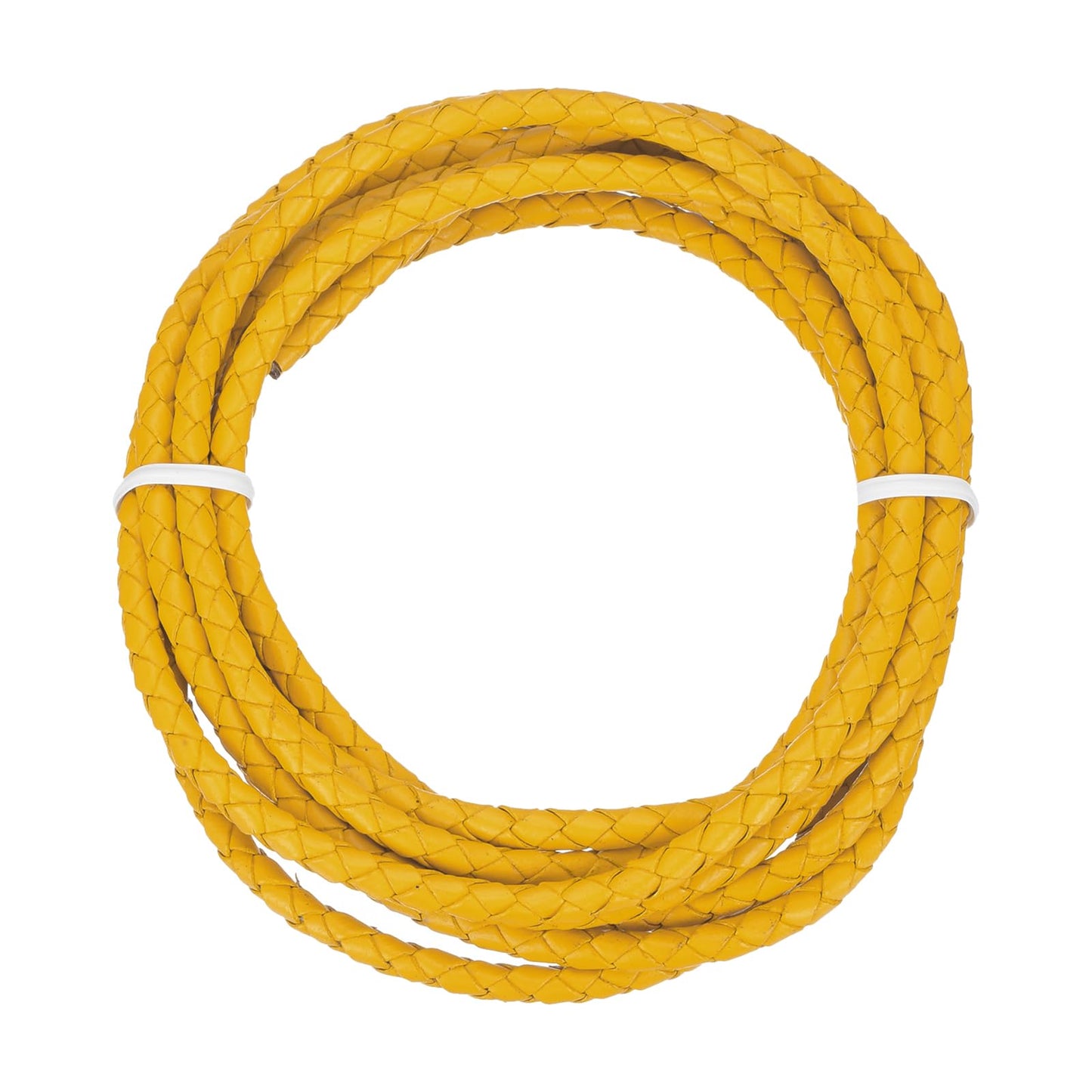 MECCANIXITY 1.1 Yards Bolo Tie Cord 6mm Diameter Round Braided Leather Strip 1 Meter Long for Bracelet Necklace Beading, Yellow WN420