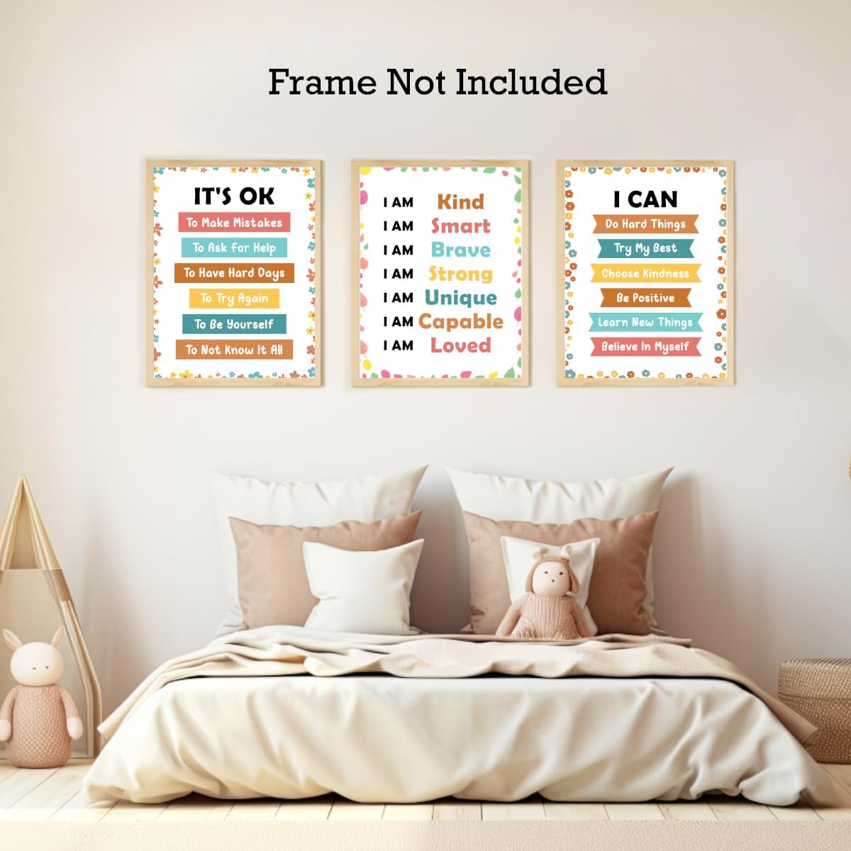 Positive Affirmations Posters for Kids,Inspirational Posters Prints Wall Art for Classroom Nursery Kids Room Home 11x14 Inch Unframed Set of 3 WN420