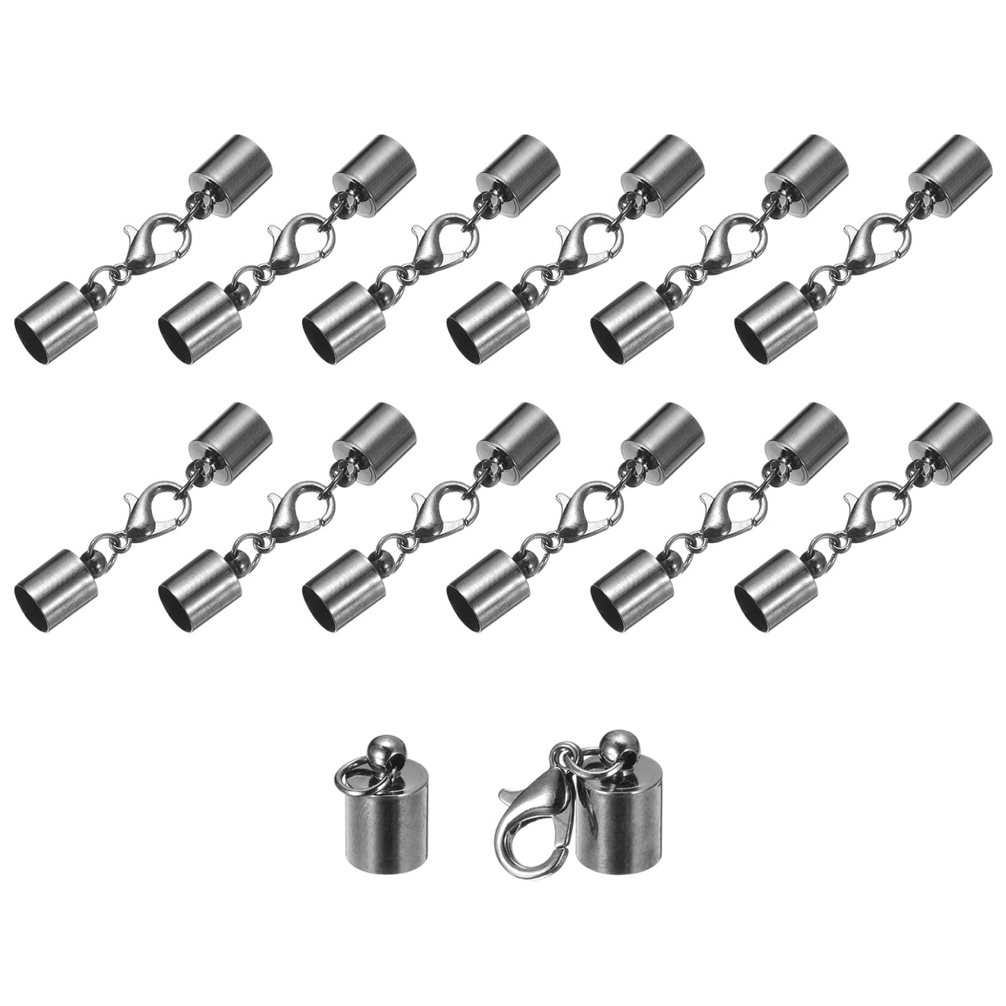 uxcell 20Sets Leather Cord End Caps with Lobster Claw Clasps Fit 4.5mm Cords, Barrel Terminators for DIY Making Leather Bracelets, Bronze Tone BST326L