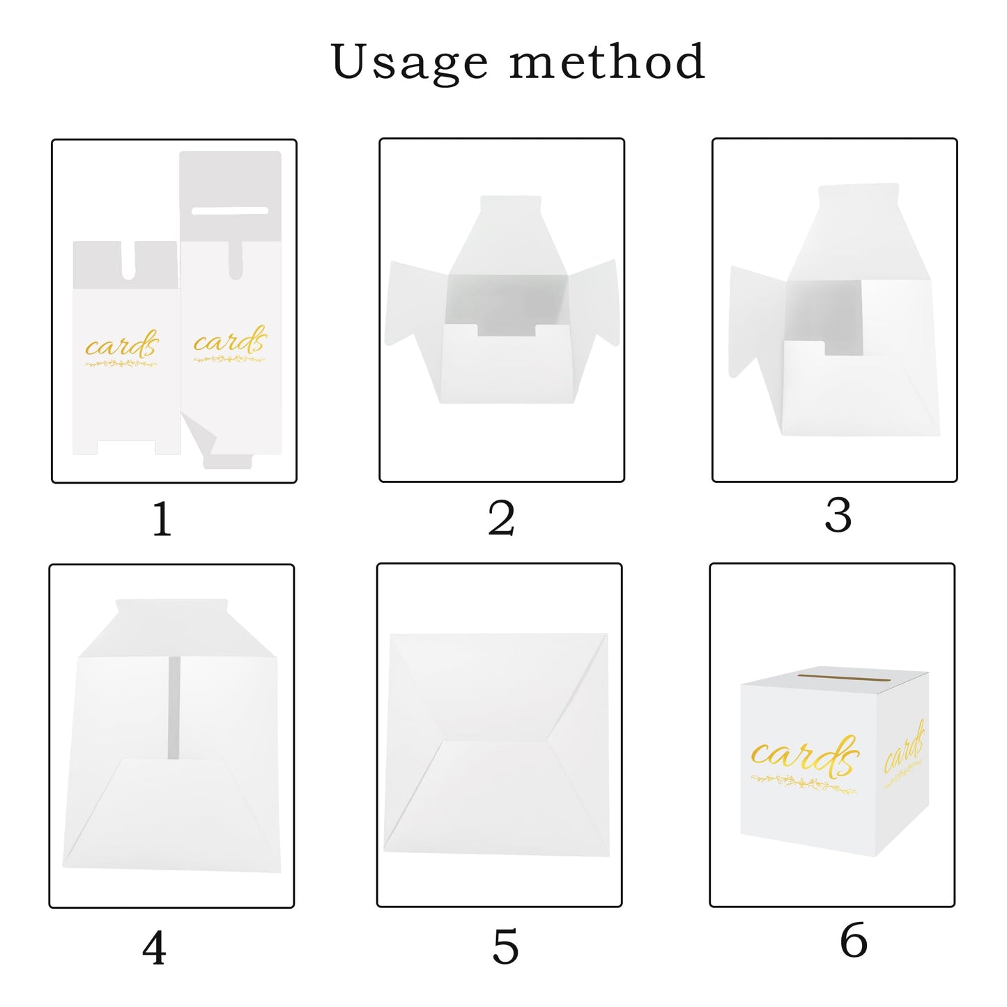 1 Pack White and Gold Wedding Card Box for Party Graduation Bridal Baby Shower Retirement Decorations Cardboard Birthday Card Holder Raffle Ballot Voting Box with Slot 7.8 x 7.8 x 7.8 In BST220