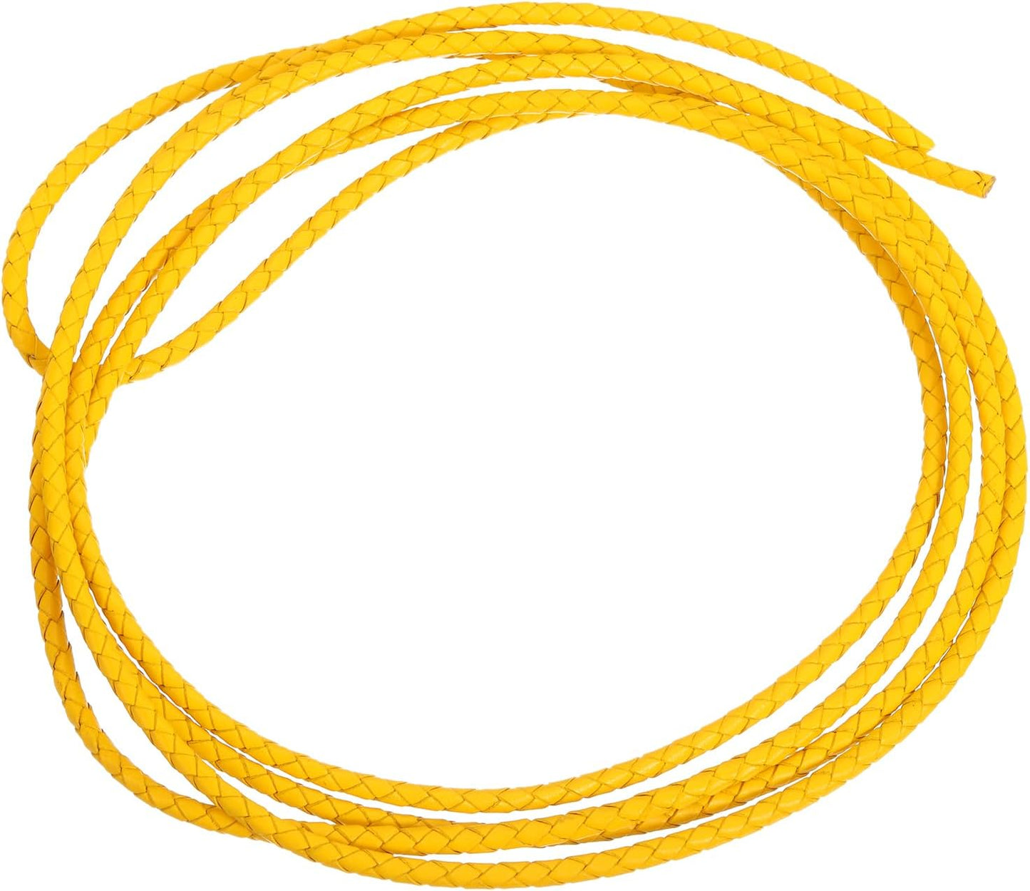 uxcell Leather Cord, 2.2 Yards 4mm Dia Braided String Strip for Purse Handbag Shoelace DIY Crafts Bracelet Making, Yellow BST326L