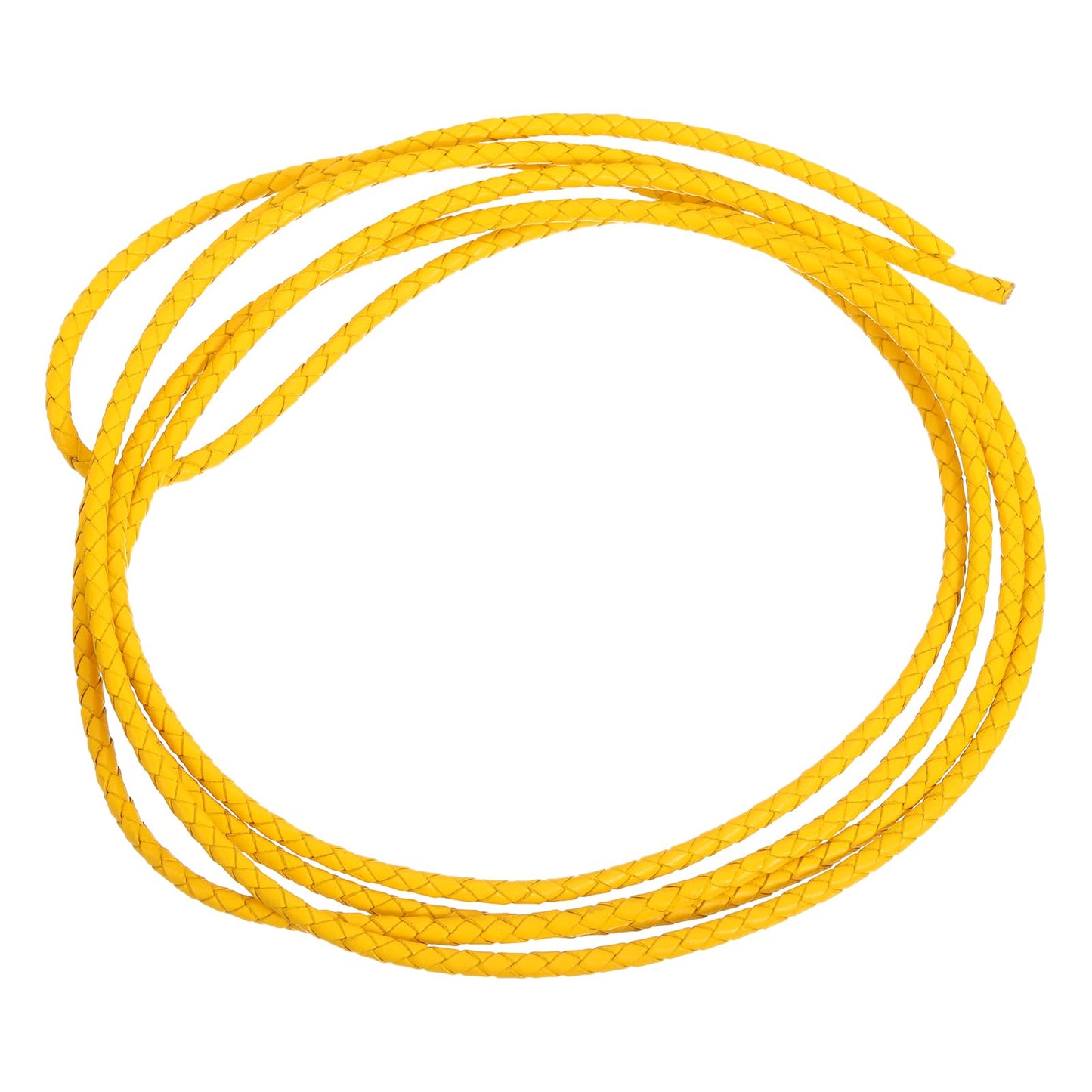 uxcell Leather Cord, 2.2 Yards 4mm Dia Braided String Strip for Purse Handbag Shoelace DIY Crafts Bracelet Making, Yellow BST326L