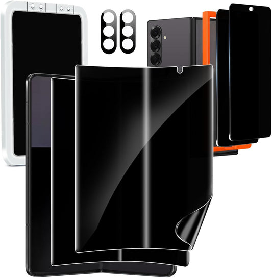 Milomdoi 6 in 1 Privacy Screen Protector for Samsung Galaxy Z Fold 7, 2 Pack Inside Anti-Spy Film with 2Pack Front Tempered Glass + 2 Pacs Camera Lens Protector Accessories WN420