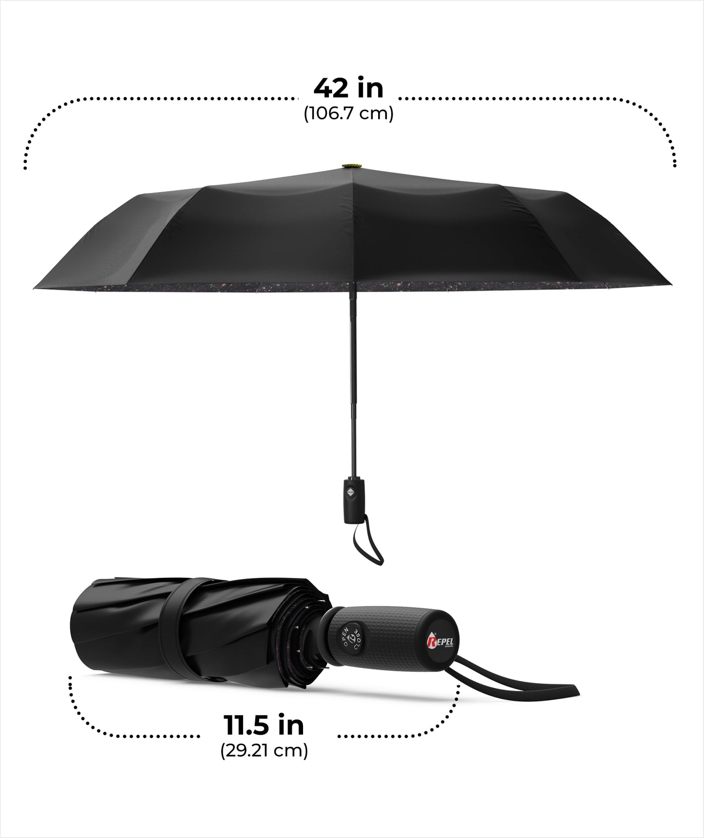 Repel Windproof Travel Umbrella - Compact & Withstands Winds up to 100MPH , Strongest Premium Auto Folding Umbrella for Rain and Sun - Durable, Light & Portable for Women & Men , Fits Backpack & Cars