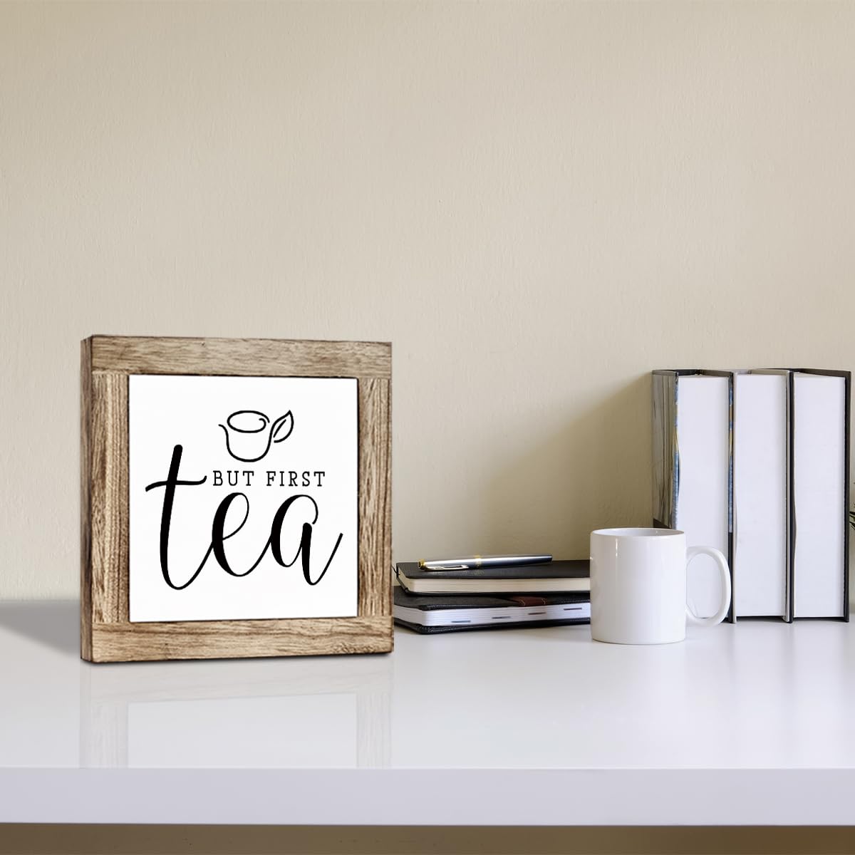 Funny Wooden Coffee Bar Decor Sign, Bar Decorations, in the Morning When Rise Give Me Jesus (and Coffee), Cafe Table Top Shelf Accessories, Cafe Signs Decor 5.9x5.9 Inches BST202