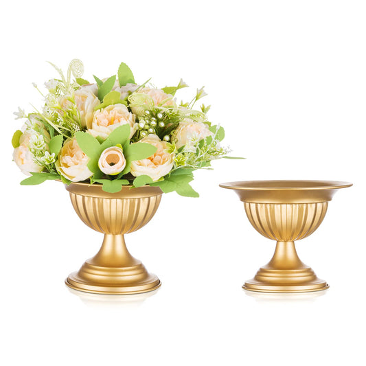 Sziqiqi Gold Metal Urn Vases for Flower - 10 Pcs Vintage Small Vase for Wedding Decorations Mini Flower Arrangements Table Vase Plant Pot for Weddings Party Centerpieces Decoration Bulk BST220