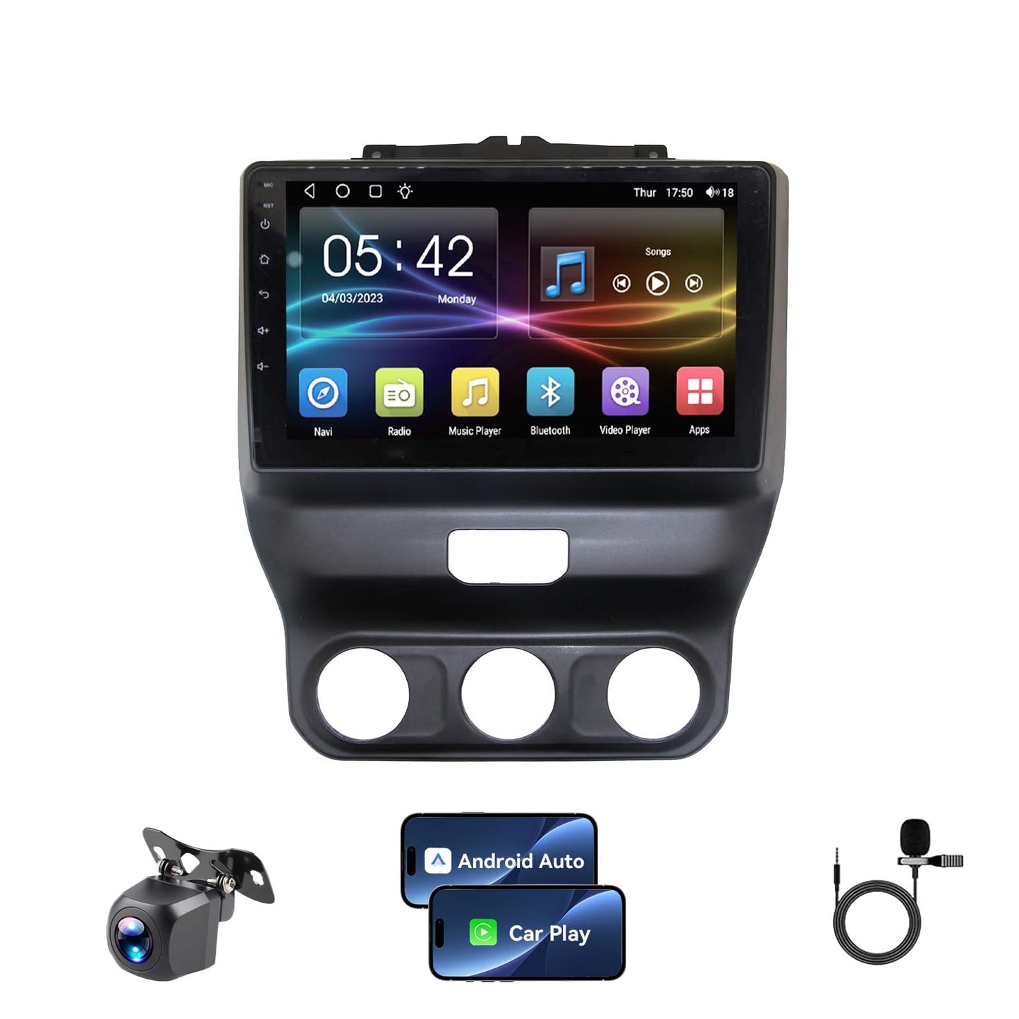 4+64G Car Radio for Dodge Ram 9 inch Touch Screen 2019 2020 2021 2022 2023 2024 Stereo,Wireless Carplay/WiFi/Bluetooth/EQ Audio/Andriod Auto/AM/FM/Navigation/AHD Camera
