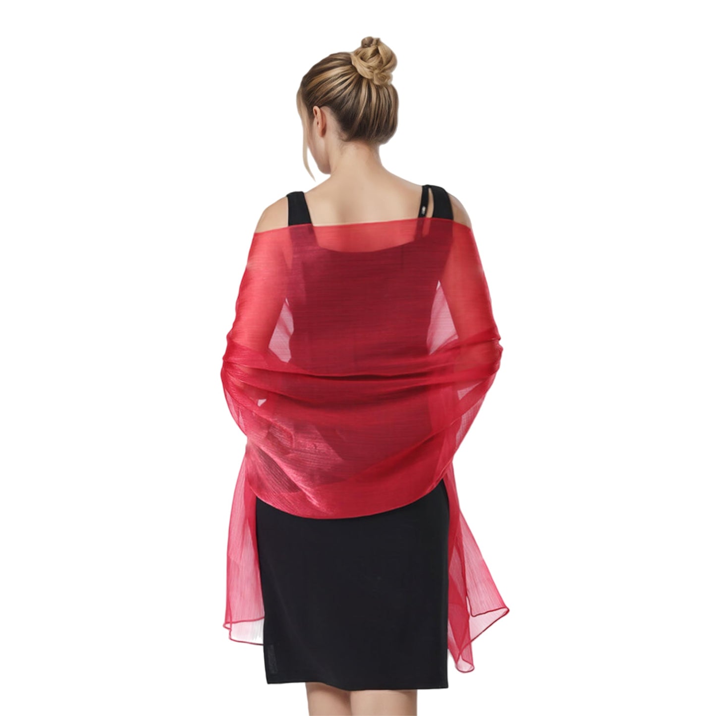 Women Sheer Crepe Shawl - Lightweight Soft Shimmer Wrap for Evening Party, Travel & Festival - Versatile Elegant WN420