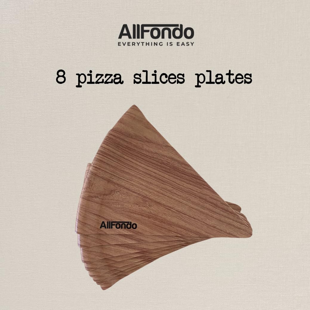 Pizza Slice Shapped Plates - Set of 8 | Melamine Dinnerware Set | BPA-Free, Durable & Dishwasher Safe | Fun Pizza Gift Packaging – Elegant Style for Pizza & More (for Up to 20" Diameter Pizza) BST220