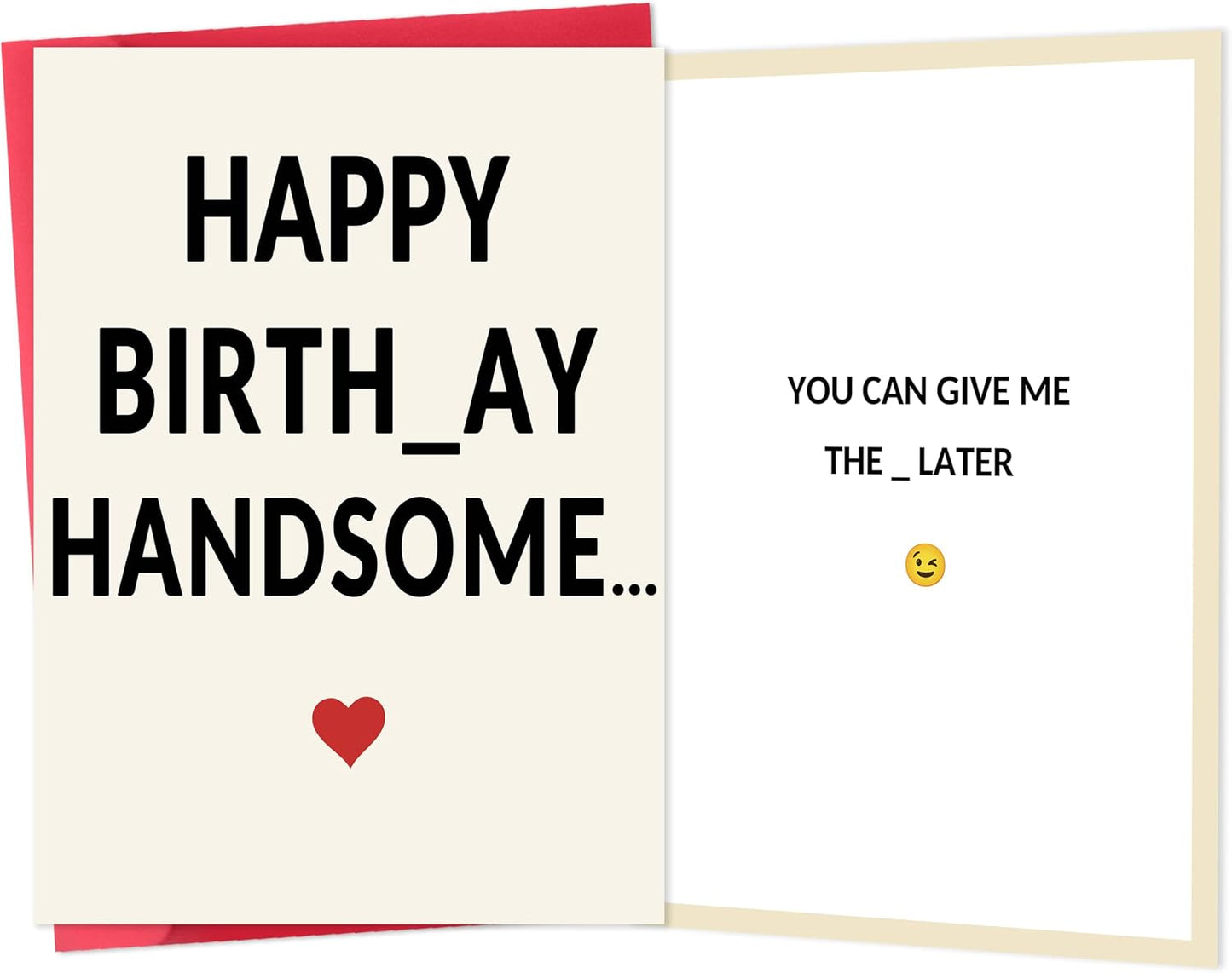 fancu Funny Birthday Card for Boyfriend, Cheeky Card for Husband | 5 x 7 inch cheeky birthday card with matte finish, printed message, red envelope, and sticker for boyfriend or husband BST202
