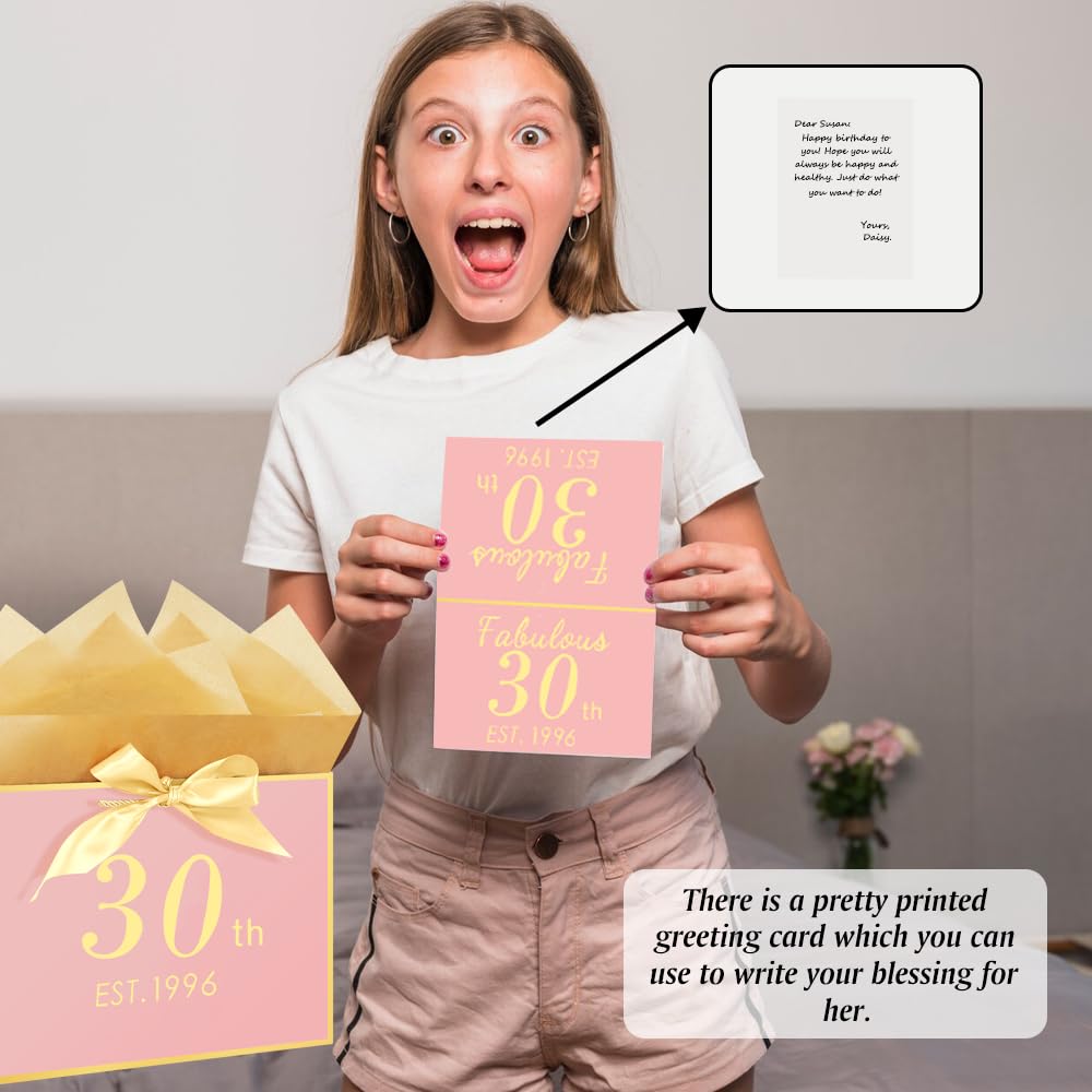 Eaureum Personalized Initial A Gift Bags for Girls Women, 13" Pink Initial A Gift Bags for Birthday Wedding Holidays Party Decorations for Her Girls Women Daughter Granddaughter Friends Wife BST326L
