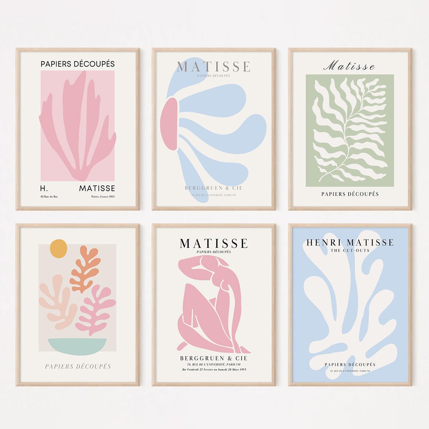 Matisse Abstract Wall Art Decor Pink Flower Canvas Pictures Picasso Aesthetic Wall Art Henri Matisse Prints Poster Abstract Flower Painting Market Artwork for Bedroom 12x16 Inch Unframed Set of 3 BST202