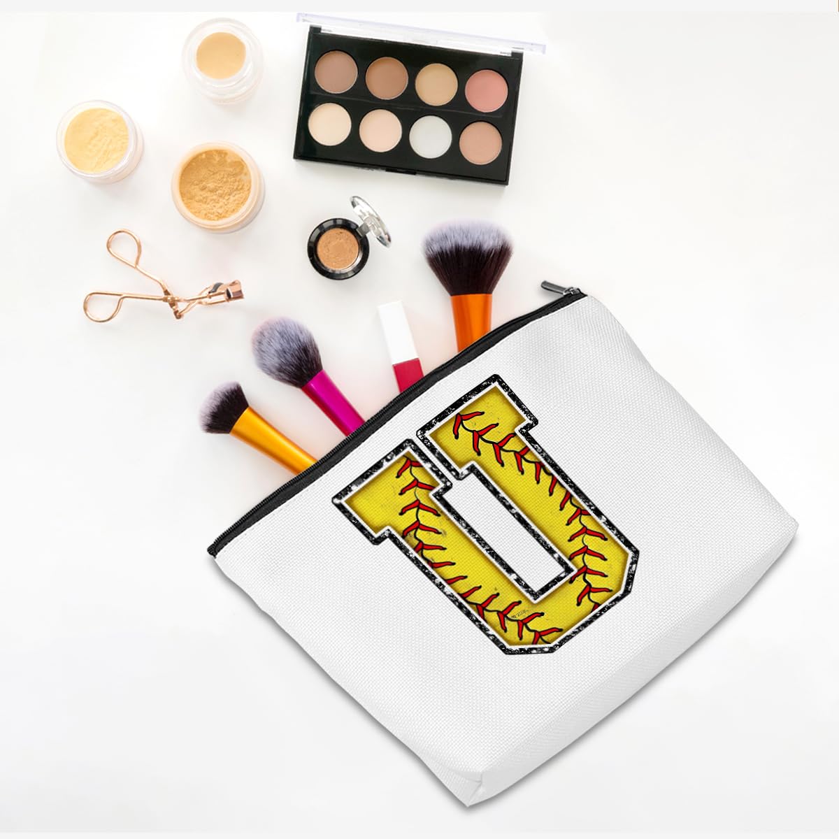 Soccer Gifts Initial Makeup Bag Soccer Girl Gifts Cosmetic Bag Letter D | Monogrammed Zipper Pouch Soccer Accessories for Girls Women Player Coaches Friend Graduation Birthday Gifts BST202