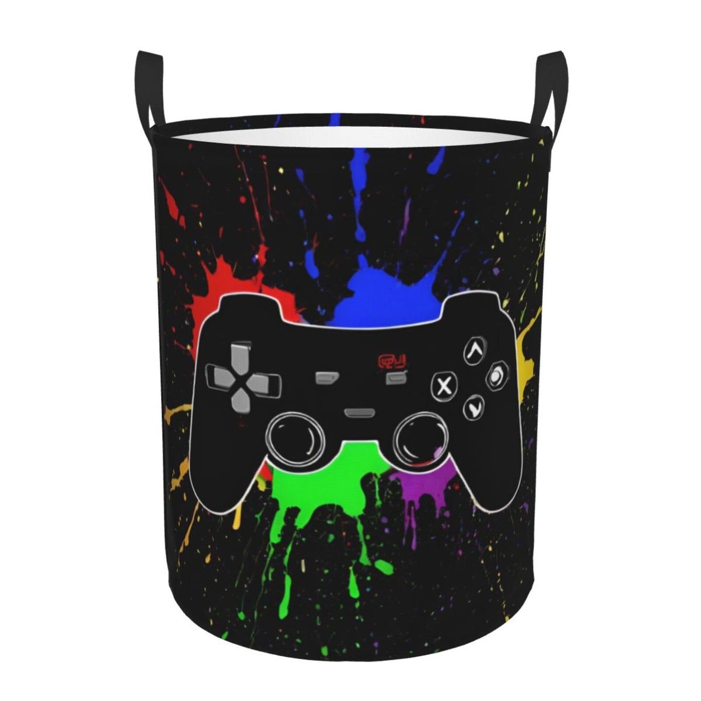 38L Round Laundry Hamper Video Game Controller Background Storage Basket Waterproof Coating Gaming Gadgets Organizer Bin For Nursery Clothes Toys BST202