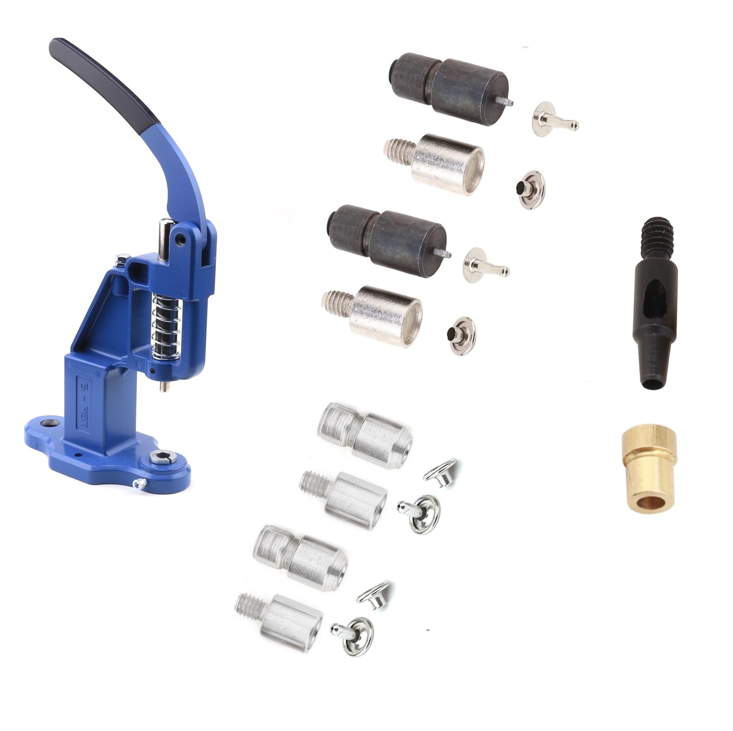 Rivet Press Machine with Essential Rivet Dies - Rivet Setting Kit for 7 mm and 9 mm Single and Double Cap Rivets for Garment and Bag Making BST220