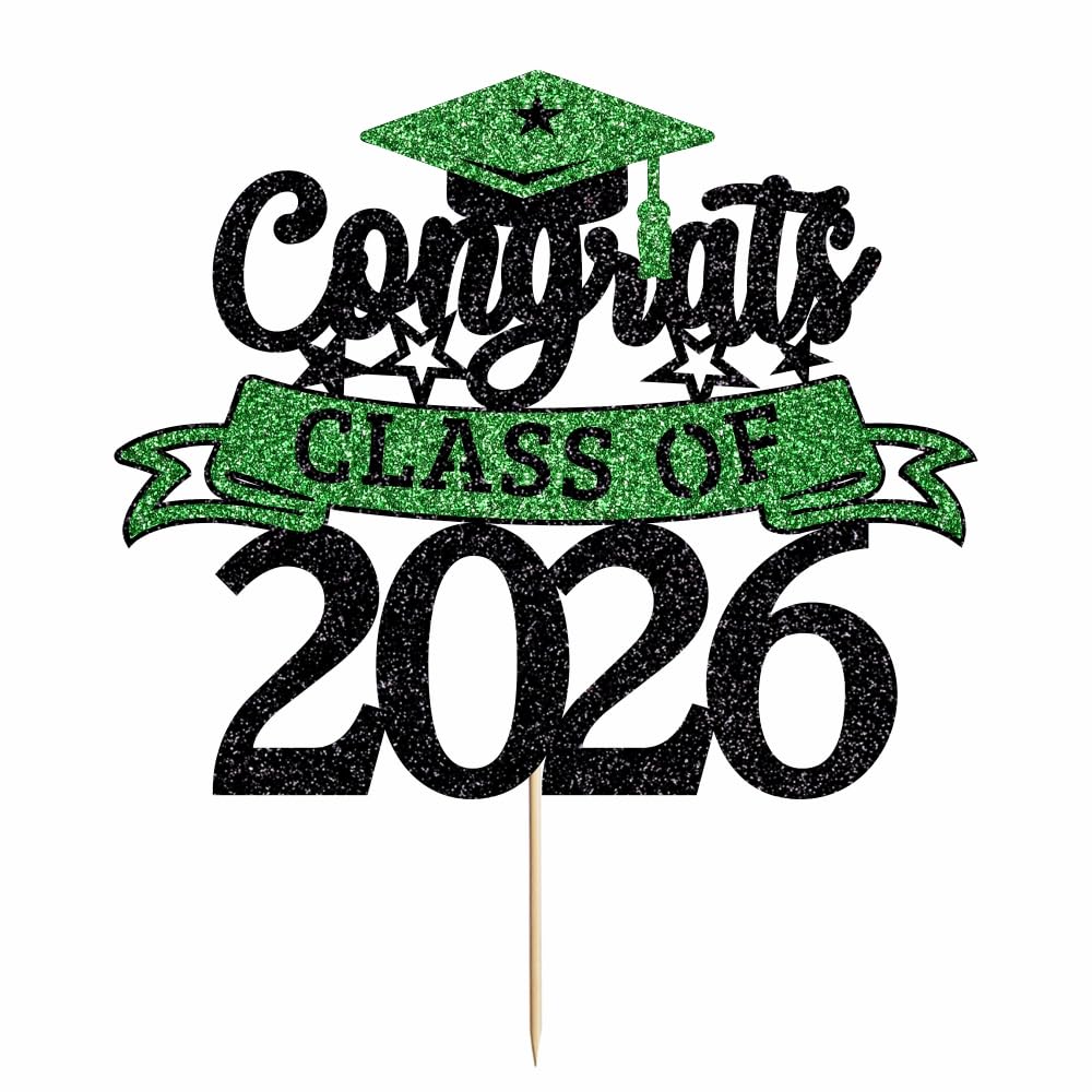 Congratulations Cake Topper,Congratulations 2026 Graduation | Cake Topper,Graduation, Wedding, Retirement, Birthday, Anniversary, Celebration Party Decorations Supplies (Black Gold) BST202