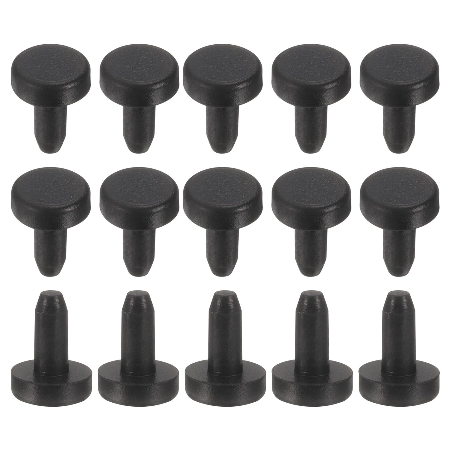 uxcell 15Pcs Silicone Hole Plug, Waterproof Solid T-Shaped Rubber Stoppers Bottle Seal Tube Pipe Plugs End Cap for 5.8mm/0.23" Hole for Bathtub Bottle, 0.31" Plug Height, Black BST326L