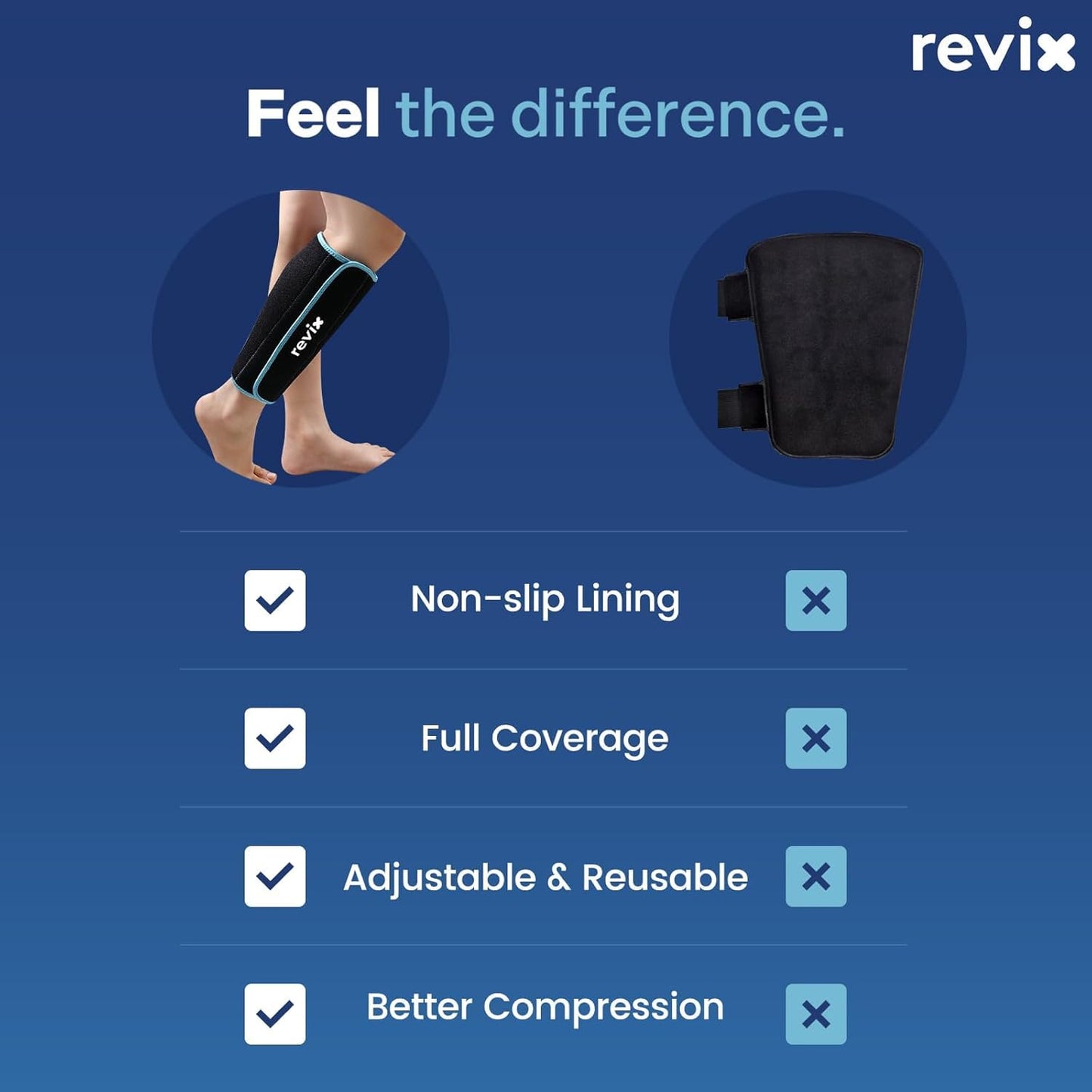 REVIX Shin Ice Pack Reusable Leg Ice Pack Wrap Cold Therapy Compression Sleeve N25