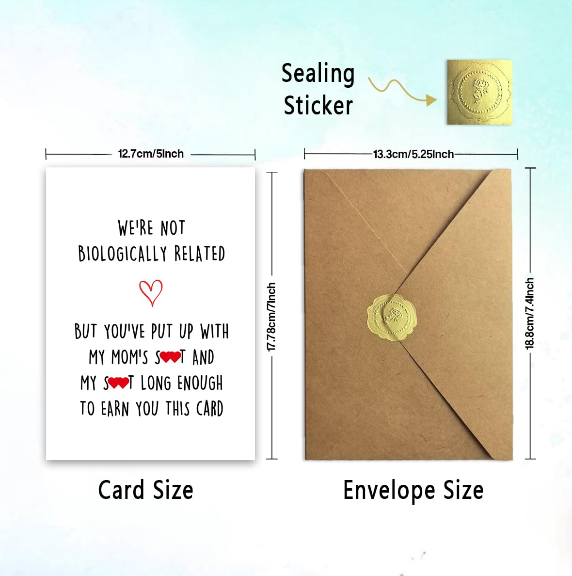 Funny Fathers Day Card for Dad, Fathers Day Gift for Dad, with Kraft Envelope and Gold Seal Sticker BST220