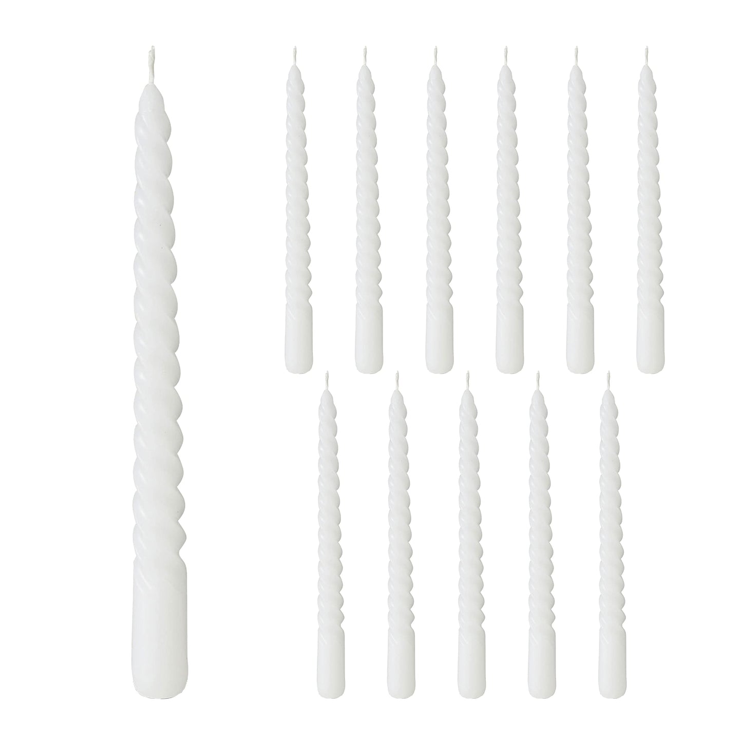 12 Piece Pale Green Twist Taper Candles, 2 Boxed Sets of 6, 4 Hours Burn Time, Paraffin Wax, 7.75 Inches BST220