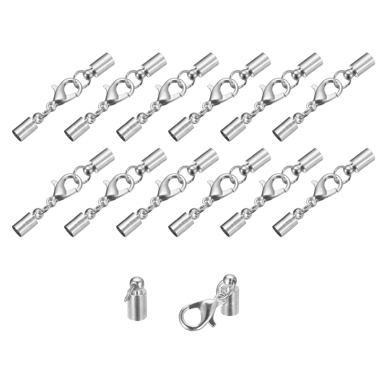 uxcell 20Sets Leather Cord End Caps with Lobster Claw Clasps Fit 4.5mm Cords, Barrel Terminators for DIY Making Leather Bracelets, Bronze Tone BST326L