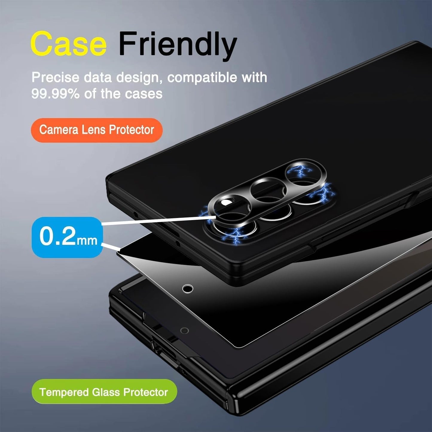 Milomdoi 6 in 1 Privacy Screen Protector for Samsung Galaxy Z Fold 7, 2 Pack Inside Anti-Spy Film with 2Pack Front Tempered Glass + 2 Pacs Camera Lens Protector Accessories WN420