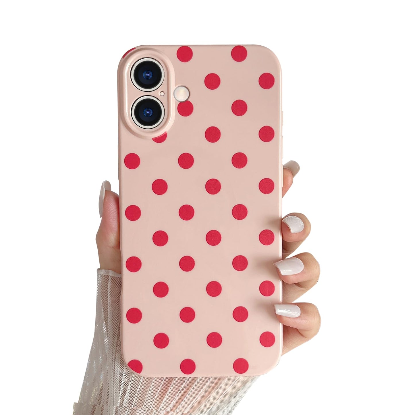 Skyseaco Compatible with iPhone 15 Case Cute Polka Dot Phone Case Soft Slim TPU Shockproof Phone Cover Full Camera Protection for Women Girls - Black WN420