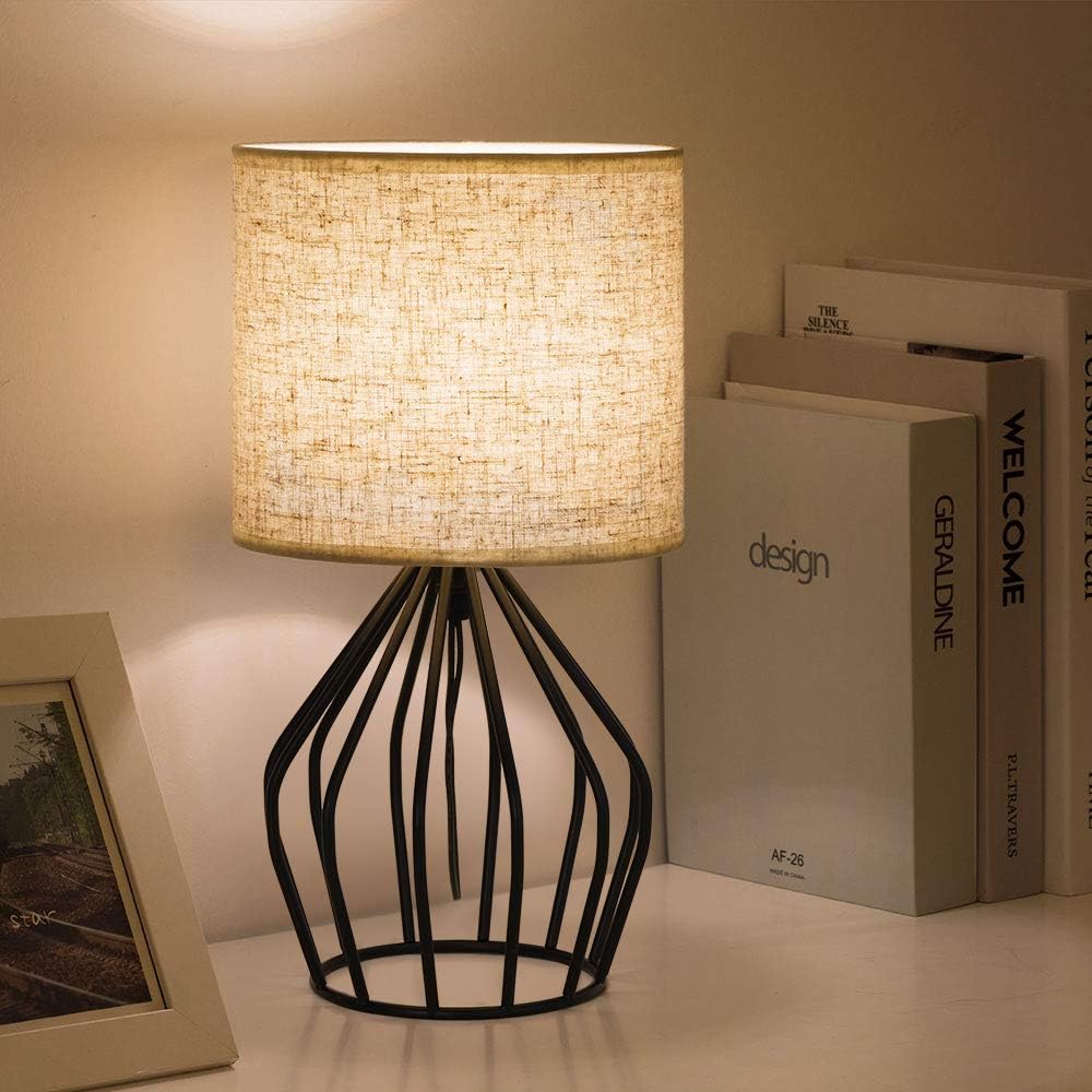 Black Modern Table Lamp - Minimalist Small Bedside Lamp N26