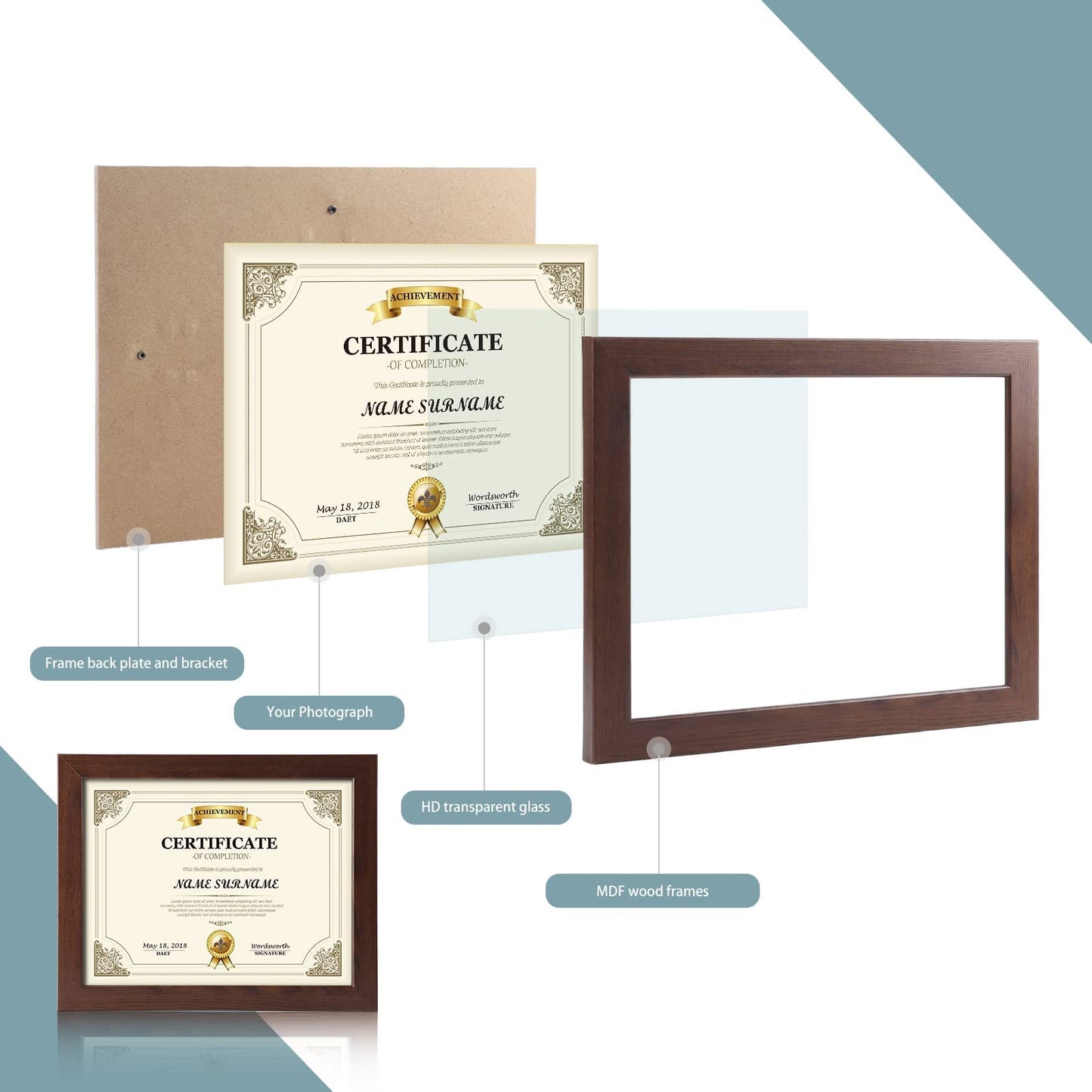 CRUGLA 8.5x11 Picture Frame Set of 11 N26