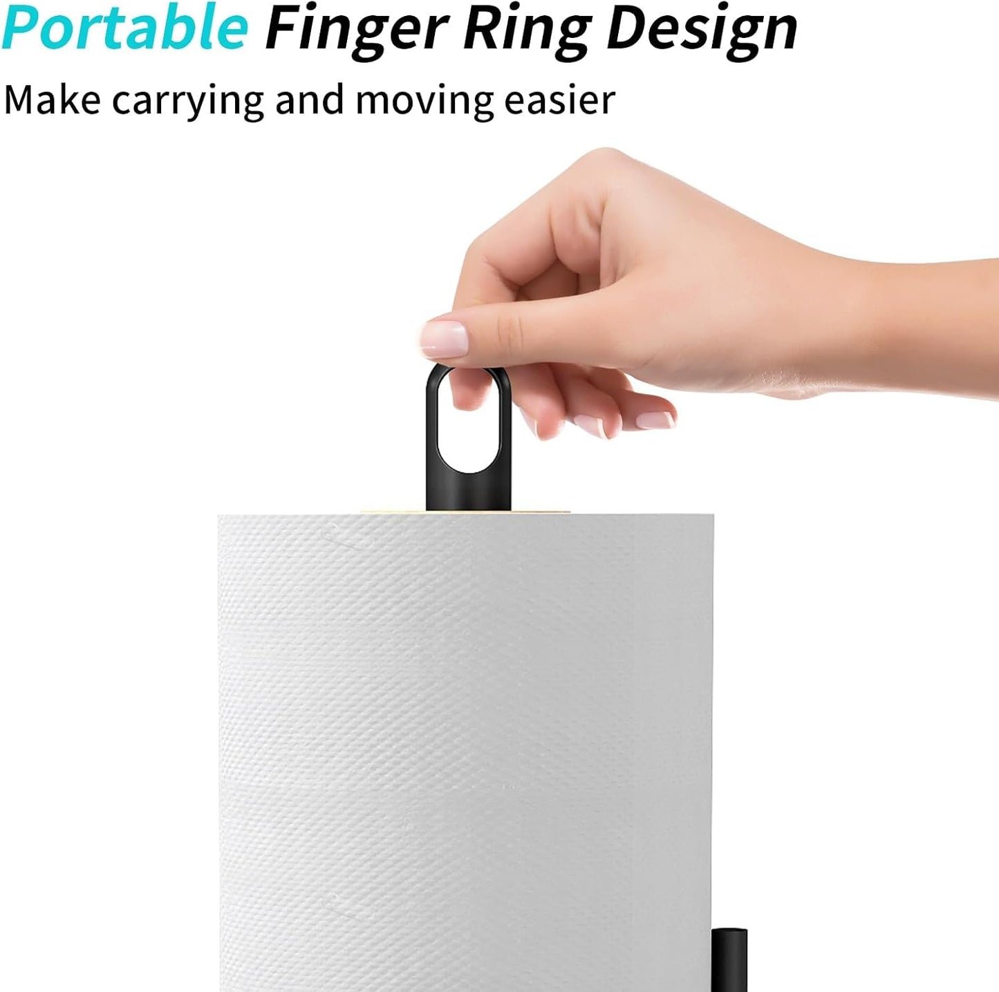 STWWO Paper Towel Holder Countertop, Freestanding Paper Towel Holder, Black | Paper Roll Holder with Anti Slip Weighted Base, Stainless Steel Heavy Duty Papertowel Holder, Kitchen Roll Holder BST326H