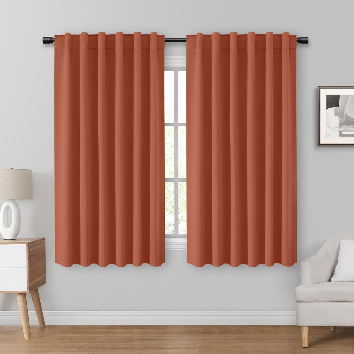 HOMEIDEAS Blackout Curtains, 2 Pages Grey Gray Room Darkening Bedroom Pinch Pleated Curtains Thermal Insulated Back Tab Rod Pocket Drapes for Bedroom, W52 x L63 BST326H