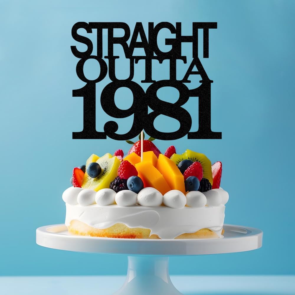 Black Glitter Straight Outta 1961 Cake Topper,Hello 65,Funny 65th | Birthday Cake Topper,65 Fabulous,Cheer to 65 Years,Men and Women 65th Birthday/Wedding/Anniversary Party Decorations BST202