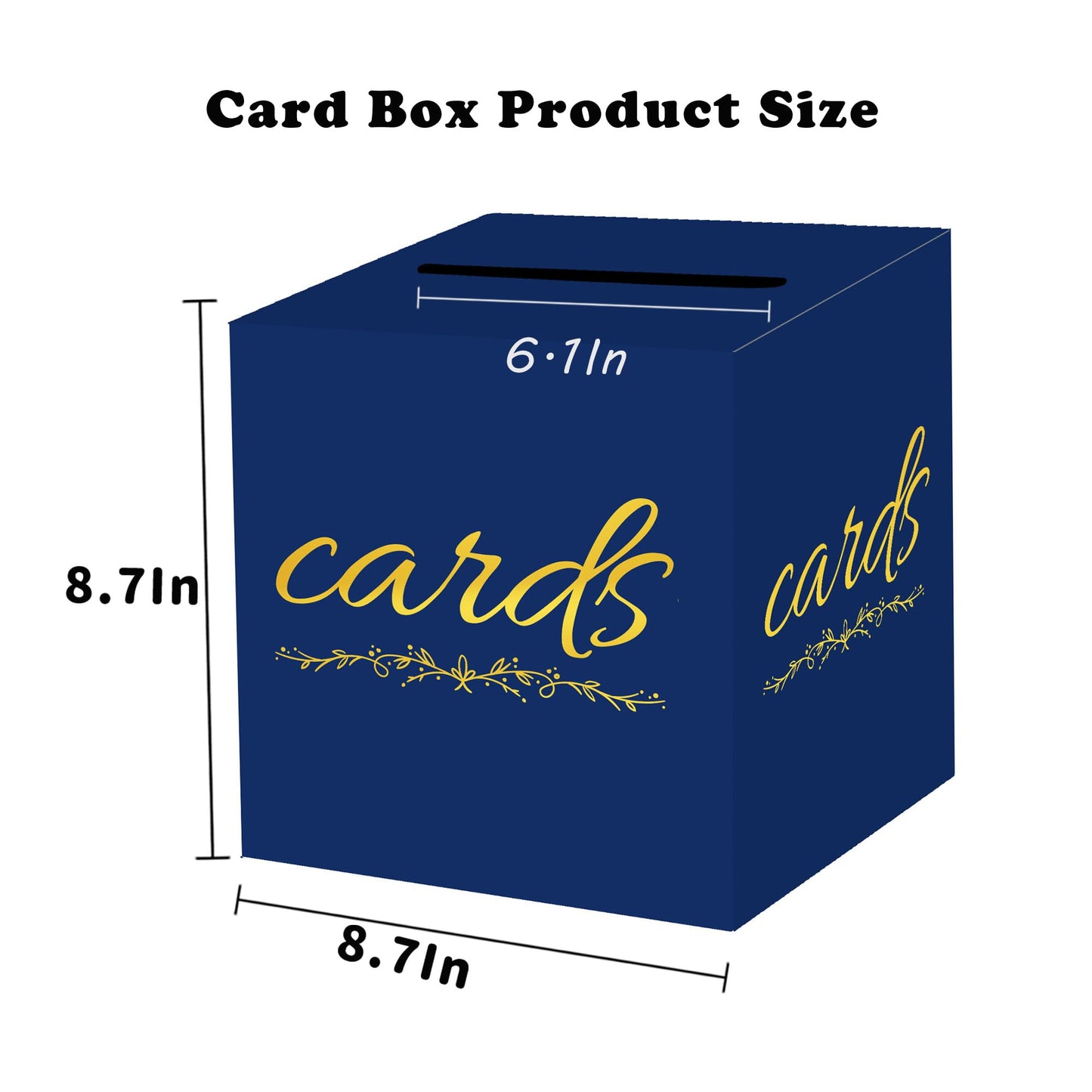 1 Pack White and Gold Wedding Card Box for Party Graduation Bridal Baby Shower Retirement Decorations Cardboard Birthday Card Holder Raffle Ballot Voting Box with Slot 7.8 x 7.8 x 7.8 In BST220