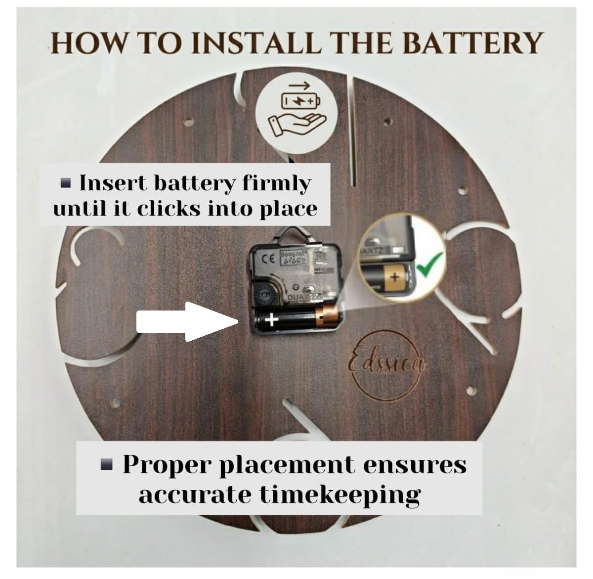 Modern Wall Clock 12", Silent Non-Ticking, Lightweight Wood-Look Design N29
