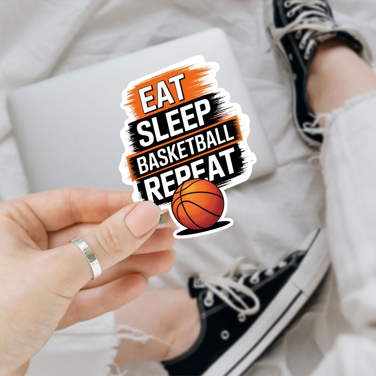 3 Pcs Eat Sleep Basketball Repeat Vinyl Stickers – Funny Basketball Quote Decals for Players, Athletes, Sports Fans – Motivation Sticker for Laptop, Bottle, Locker, Journal (S1, 2 inch) BST202