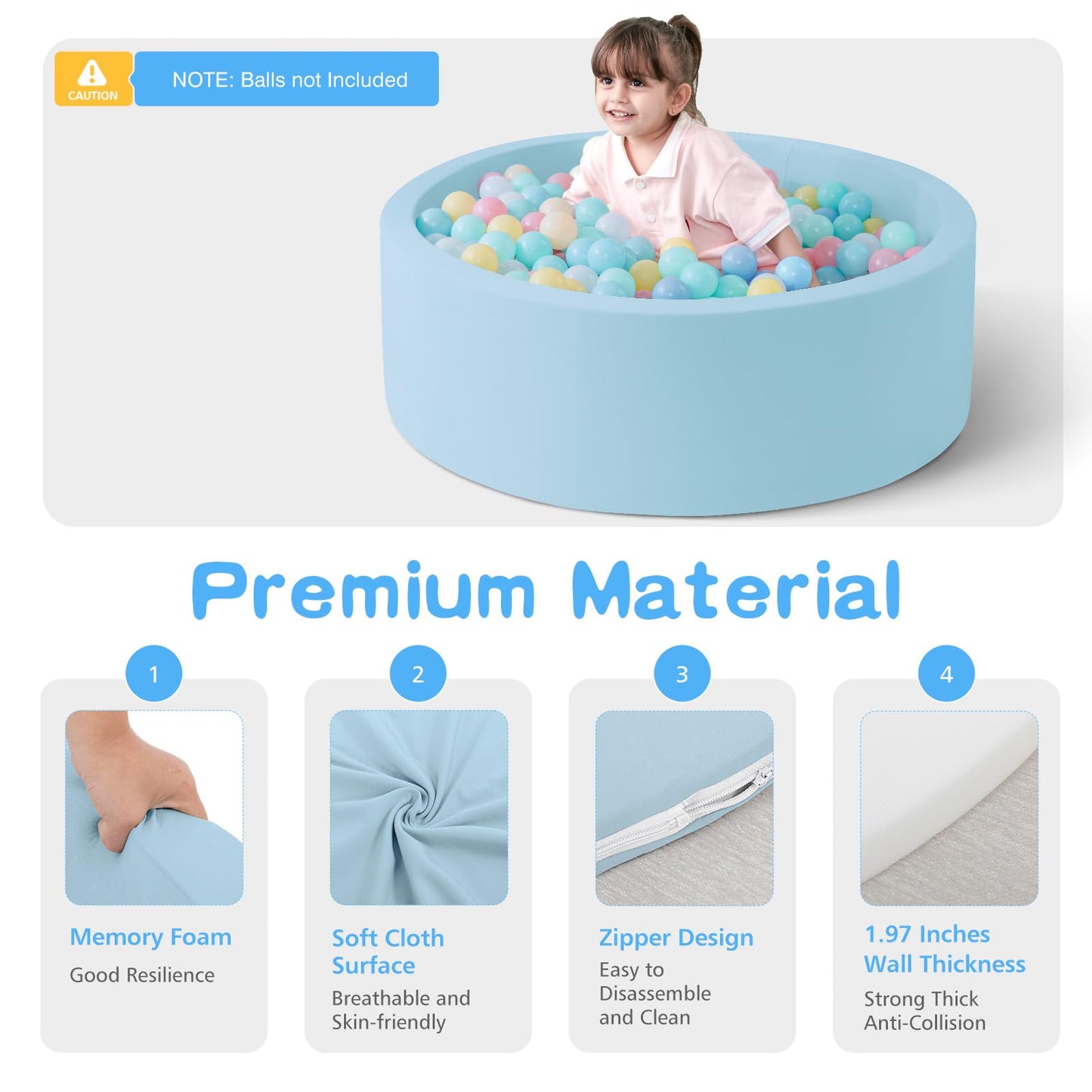 SHJADE Foam Ball Pit, 35.4"x 11.8" Ball Pits for Toddlers-Pink | Soft Memory Sponge Round Playpen Ball Pool for Kids, Ideal Gift for Babies, Indoor and Outdoor Game, Balls not Included DD1210