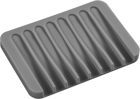 Self Draining Soap Dish for Shower, Silicone Soap Dish for Kitchen Sink, Bathroom Sink (3, Dark Gray, S(3.1"×4.5")) BST220