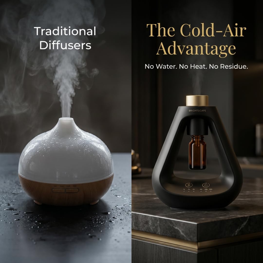 Apex Waterless Essential Oil Diffuser - Cold Air Nebulizing Aromatherapy Diffuser for Home & Office | No Water, No Heat, No Residue | 9 Precision Scent Settings | Pristine White BST220