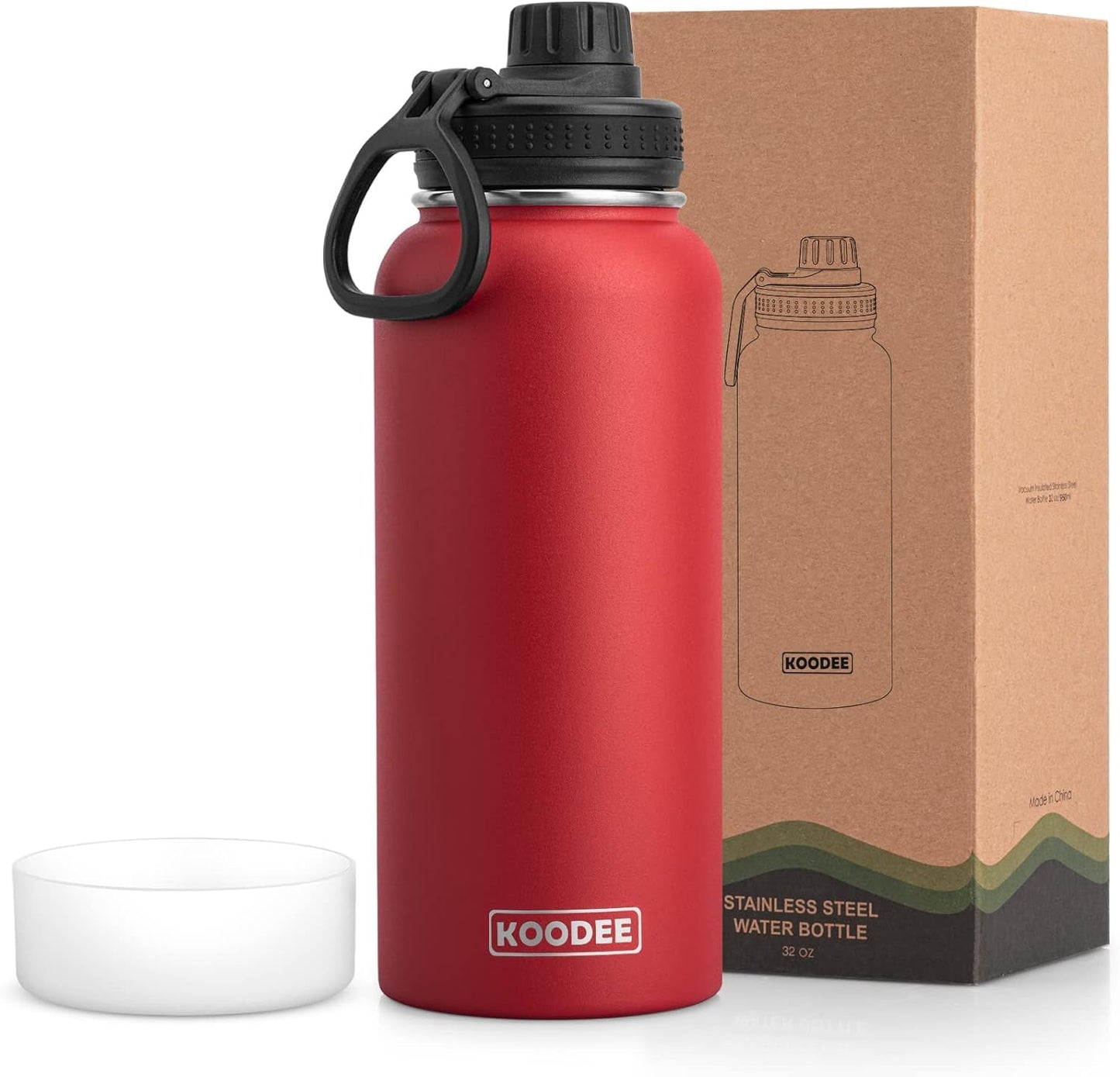 koodee Water Bottle-12 oz Stainless Steel Double Wall Vacuum Insulated Water Bottle for School-Wide Mouth Flask with Straw Lid (Teal) BST220