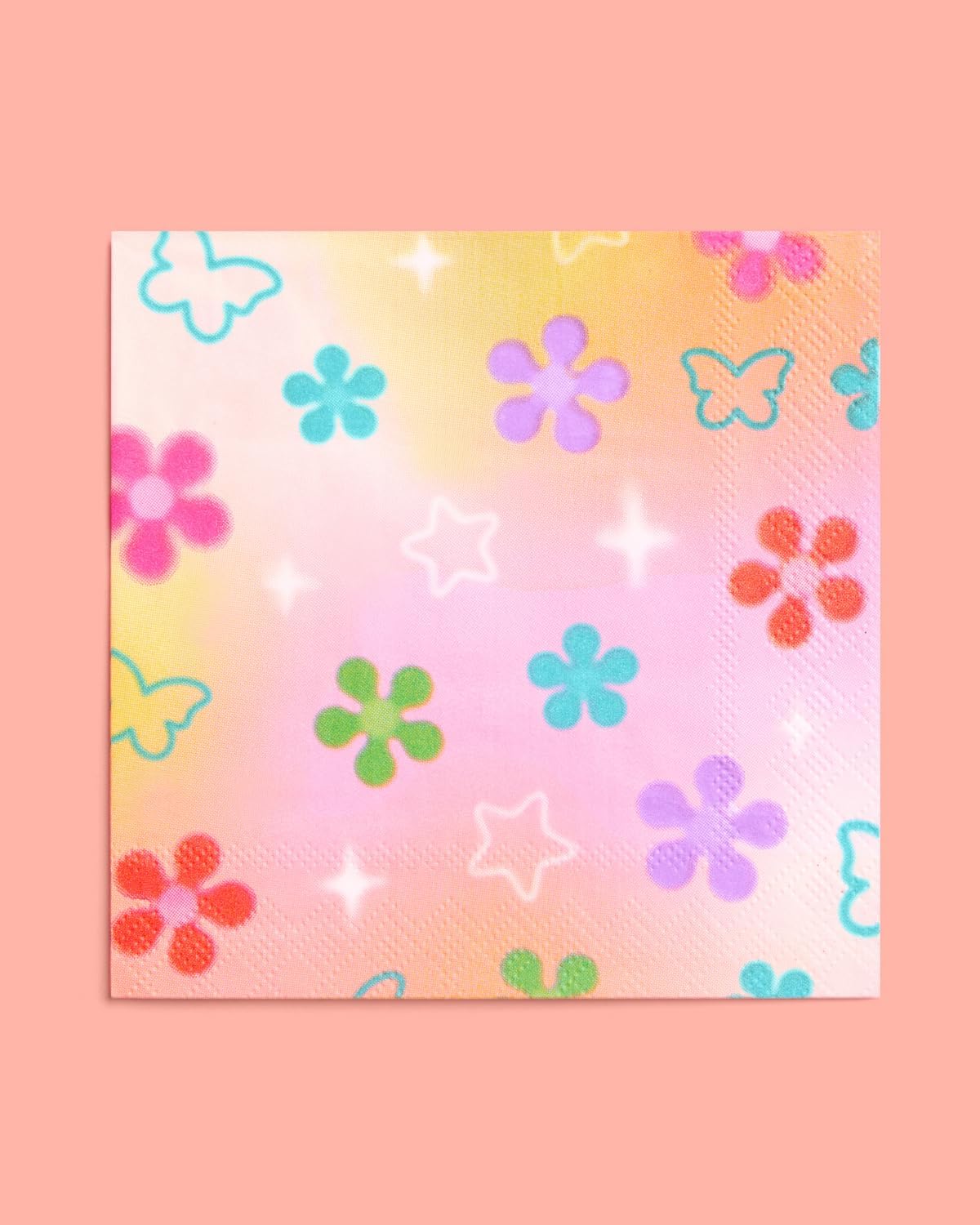 xo, Fetti Groovy Y2K Paper Napkins - 3-ply, 25 pcs | Rainbow Kids Party Decorations, Girls Bachelorette Supplies, Butterfly Birthday Tablescape, Pastel Flower Decor BST326L