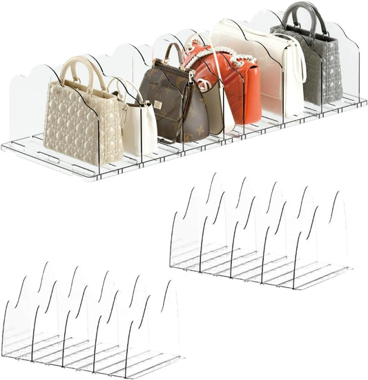 Adjustable Acrylic Purse Organizer for Closet Shelf – Clear Handbag Storage Divider, Pocketbook Rack, Clutch Holder, Purse Shelf Organizer for Women’s Closet Organization BST326H