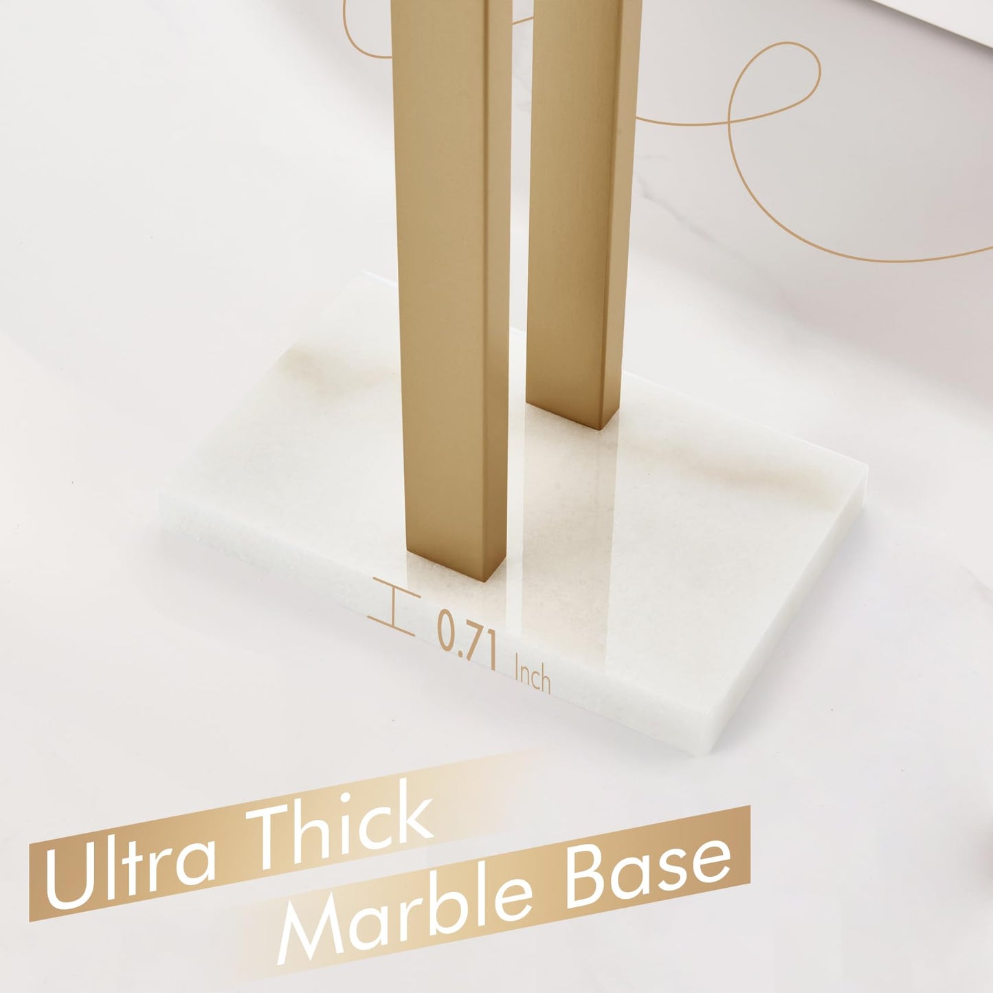 KOKOSIRI Hand Towel Holder Black Stand Towel Rack with Marble Base for Bathroom Kitchen Vanity Countertop, Stainless Steel 15.7'' Height THS0002-SM-BK BST202