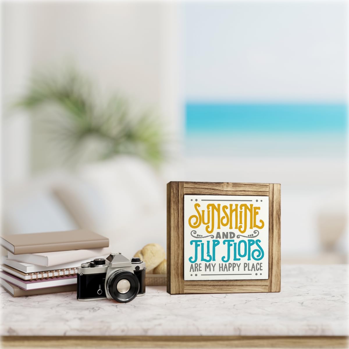 Inspirational Decor Signs, Lemon Summer Decoration, Positive Home Bar Decors, Rustic Kitchen Decors for Shelf, Wood Box Sign Desk Decor, When Life Gives You Lemons Make Lemonade Sign 5.9×5.9inches BST220