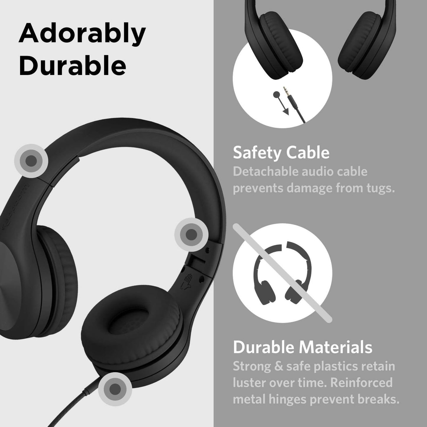 LilGadgets Connect+ Pro Wired Kids Headphones for School with Microphone, Volume Limiting Over-Ear Headset with Cord, SharePort Technology & SoftTouch Padding, Blue