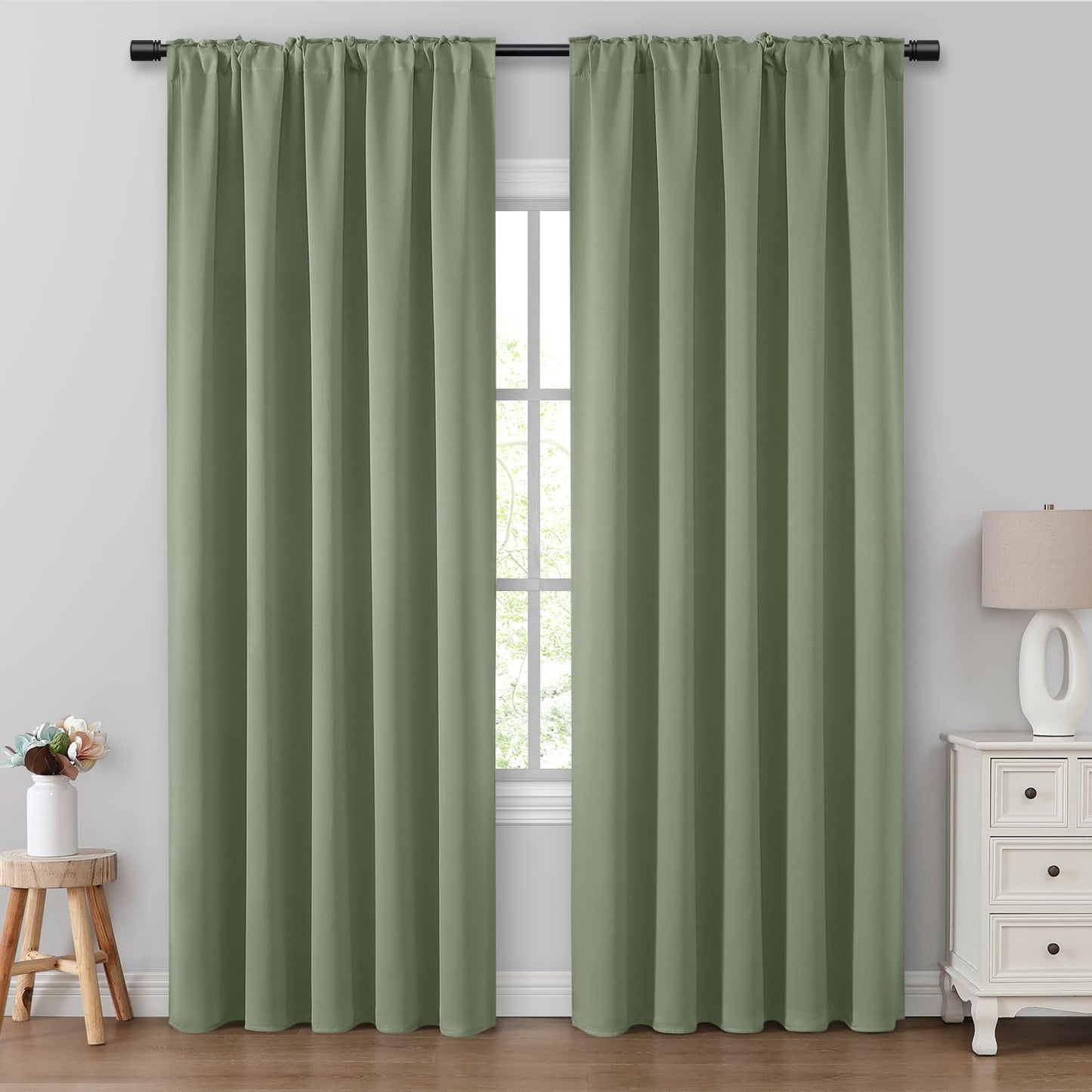 HOMEIDEAS Blackout Curtains, 2 Pages Grey Gray Room Darkening Bedroom Pinch Pleated Curtains Thermal Insulated Back Tab Rod Pocket Drapes for Bedroom, W52 x L63 BST326H