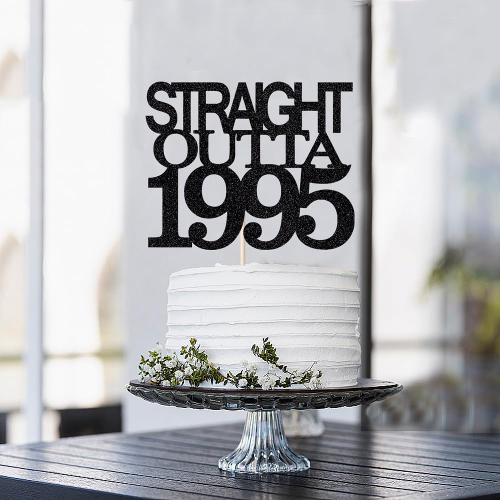 Black Glitter Straight Outta 1961 Cake Topper,Hello 65,Funny 65th | Birthday Cake Topper,65 Fabulous,Cheer to 65 Years,Men and Women 65th Birthday/Wedding/Anniversary Party Decorations BST202